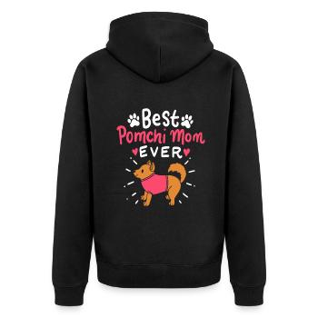 Beste Pomchi Mom Ever Pom Hund Haustierbesitzer Mutter's Da - Unisex Premium Bio Zip Hoodie - Schwarz - Hinten - Nico (187cm)