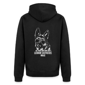 Dogs are Cool But German Shepherds Rule Funny - Unisex Premium Organic Zip Hoodie - black - Back - Nico (187cm)