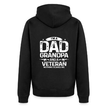 Ich bin ein Vater Opa Veteran Nichts erschreckt mich u - Unisex Premium Bio Zip Hoodie - Schwarz - Hinten - Nico (187cm)