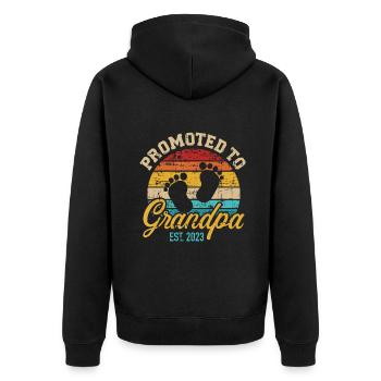 Herren befördert zum Opa 2023 Vintage Retropersona - Unisex Premium Bio Zip Hoodie - Schwarz - Hinten - Nico (187cm)