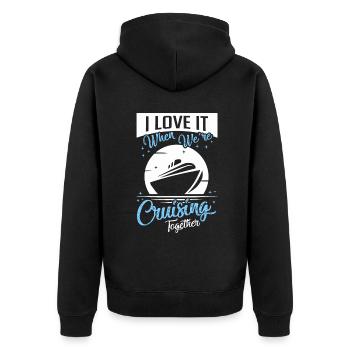 Passendes Paar Kreuzfahrt Kreuzfahrtschiff Geschenk - Unisex Premium Bio Zip Hoodie - Schwarz - Hinten - Nico (187cm)