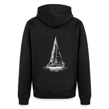 Sailor Boating Anchor - Simple Line Drawing Sailbo - Unisex Premium Organic Zip Hoodie - black - Back - Nico (187cm)