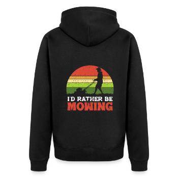 I'd rather be Mowing Funny Lawn Mower Grass Garden - Unisex Premium Organic Zip Hoodie - black - Back - Nico (187cm)