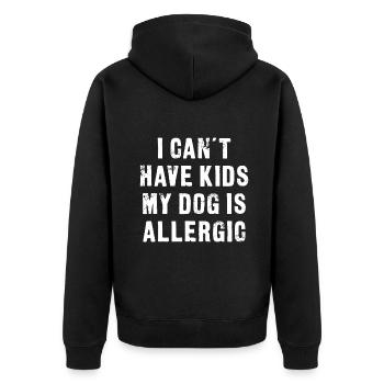 Ich kann keine Kinder haben Mein Hund ist allergisch - lustig - Unisex Premium Bio Zip Hoodie - Schwarz - Hinten - Nico (187cm)