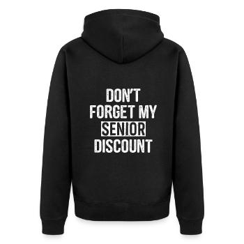 Drôle d’anniversaire de personnes âgées - N’oubliez pas mon disque - Veste à capuche bio Premium Unisexe - noir - Dos - Nico (187cm)