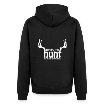 Né pour chasser forcé de travailler chemise drôle de chasse gi - Veste à capuche bio Premium Unisexe - noir - Dos - Nico (187cm)