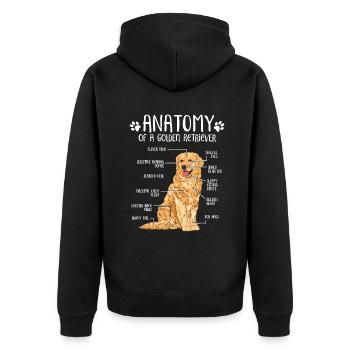 Drôle d’anatomie Golden Retriever Dog Lover - Veste à capuche bio Premium Unisexe - noir - Dos - Nico (187cm)