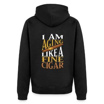 I'm Aging Like Fine Cigar Cigars To Smoke Cigar Sm - Unisex Premium Organic Zip Hoodie - black - Back - Nico (187cm)