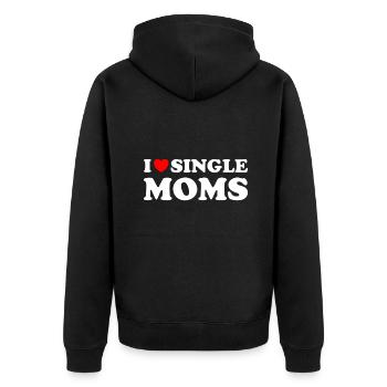 Funny Love Dating I Love Single Momsswipe leftsing - Unisex Premium Organic Zip Hoodie - black - Back - Nico (187cm)