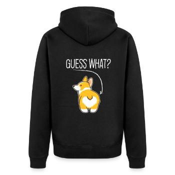 Ratet mal was? Corgi Hintern Lustiges Welsh Corgi Kostüm D - Unisex Premium Bio Zip Hoodie - Schwarz - Hinten - Nico (187cm)