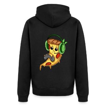 Pizza Gamer Love Play Videospiele Lustiger Controller - Unisex Premium Bio Zip Hoodie - Schwarz - Hinten - Nico (187cm)