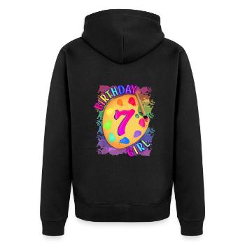 Geburtstagskind 7 Jahre alt Art Painting Party 7. Bi - Unisex Premium Bio Zip Hoodie - Schwarz - Hinten - Nico (187cm)
