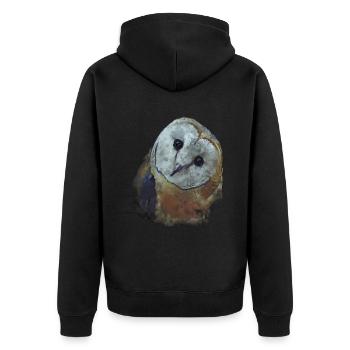 Barn Owl Painting Owl Artcountryestheticfigurative - Unisex Premium Organic Zip Hoodie - black - Back - Nico (187cm)