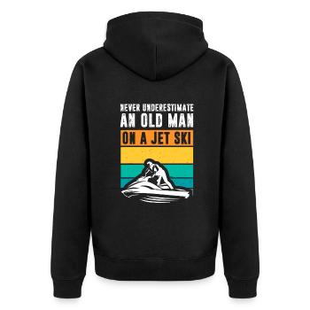Never Underestimate An Old Man Water Sport Funny J - Unisex Premium Organic Zip Hoodie - black - Back - Nico (187cm)
