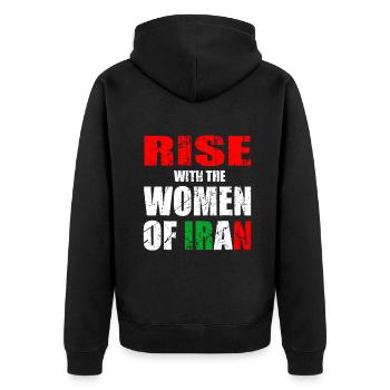 RISE with the Women of Iran women life freedom - Unisex Premium Organic Zip Hoodie - black - Back - Nico (187cm)