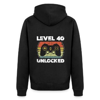Level 40 Freigeschalteter lustiger Videospieler 40. Geburtstag - Unisex Premium Bio Zip Hoodie - Schwarz - Hinten - Nico (187cm)