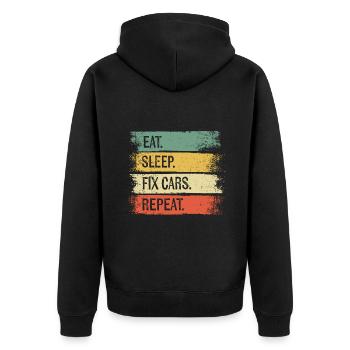 Manger dormir Réparer les voitures Répéter Drôle de voiture mécanique automobile - Veste à capuche bio Premium Unisexe - noir - Dos - Nico (187cm)