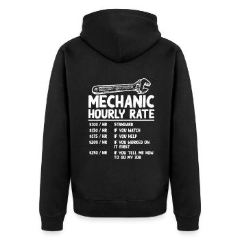Mechaniker Stundensatz Lustiges Auto Motorrad Arbeit Gi - Unisex Premium Bio Zip Hoodie - Schwarz - Hinten - Nico (187cm)