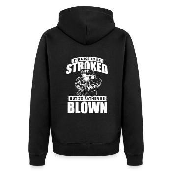 It's Nice To Be Streichelt - Lustige Rennwagen-Begeisterung - Unisex Premium Bio Zip Hoodie - Schwarz - Hinten - Nico (187cm)