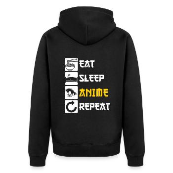 Eat Sleep Anime Repeat | Manga Japan Saying Cospla - Unisex Premium Organic Zip Hoodie - black - Back - Nico (187cm)