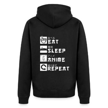 Eat Sleep Anime Repeat Japanese Manga Lover Cospla - Unisex Premium Organic Zip Hoodie - black - Back - Nico (187cm)