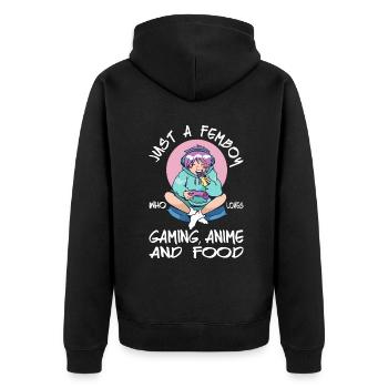 Femboy Outfit - Anime Gaming Femboy Top - Sissiesn - Unisex Premium Bio Zip Hoodie - Schwarz - Hinten - Nico (187cm)