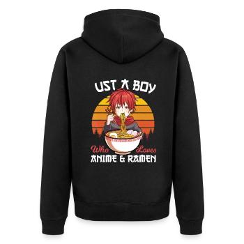Juste un garçon qui aime les anime et les ramen japonais otak - Veste à capuche bio Premium Unisexe - noir - Dos - Nico (187cm)
