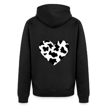 Awesome Cow Print Black & White Print Hearttrendyh - Unisex Premium Bio Zip Hoodie - Schwarz - Hinten - Nico (187cm)