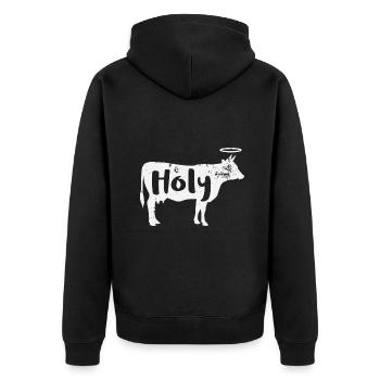 Holy Cow Funny Dairy Farmer Midwest Pridemakesgrea - Unisex Premium Bio Zip Hoodie - Schwarz - Hinten - Nico (187cm)