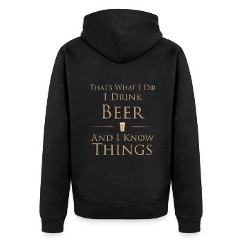 C’est ce que je fais Je bois de la bière et je sais les chosesquo - Veste à capuche bio Premium Unisexe - noir - Dos - Nico (187cm)