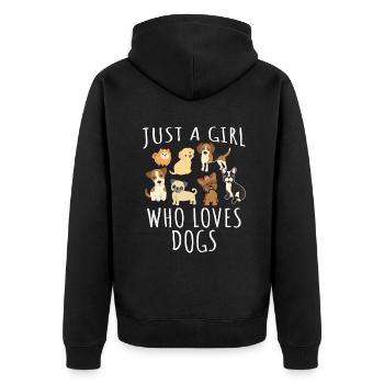 Juste une fille qui aime les chiens - Funny Puppy - Veste à capuche bio Premium Unisexe - noir - Dos - Nico (187cm)
