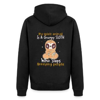 Mon animal spirituel est un paresseux grincheux qui gifle les gens - Veste à capuche bio Premium Unisexe - noir - Dos - Nico (187cm)