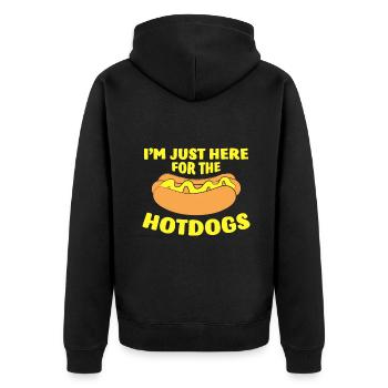 Je suis juste ici pour les hot-dogs Hotny Hot Dog - Veste à capuche bio Premium Unisexe - noir - Dos - Nico (187cm)