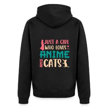 Nur ein Mädchen, das Anime liebt und japanische Mang Katzen liebt - Unisex Premium Bio Zip Hoodie - Schwarz - Hinten - Nico (187cm)
