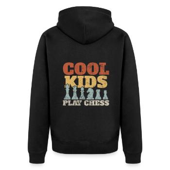 Chess Chessmen Chessboxing Geschenk für coole Kinder - Unisex Premium Bio Zip Hoodie - Schwarz - Hinten - Nico (187cm)