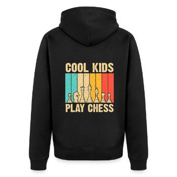 Cool Chess Lover Art For Kids Boys Men Novelty Che - Unisex Premium Bio Zip Hoodie - Schwarz - Hinten - Nico (187cm)