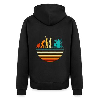 Cool Drummer Drumming Drums Percussion I Evolution - Unisex Premium Bio Zip Hoodie - Schwarz - Hinten - Nico (187cm)