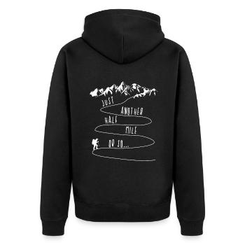 Nur eine halbe Meile oder so Wandern, Klettern, lustiges Hik - Unisex Premium Bio Zip Hoodie - Schwarz - Hinten - Nico (187cm)