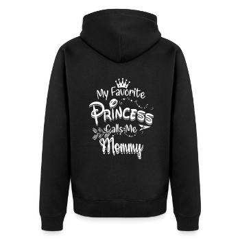 Muttertag Meine Lieblingsprinzessin nennt mich Mama F - Unisex Premium Bio Zip Hoodie - Schwarz - Hinten - Nico (187cm)
