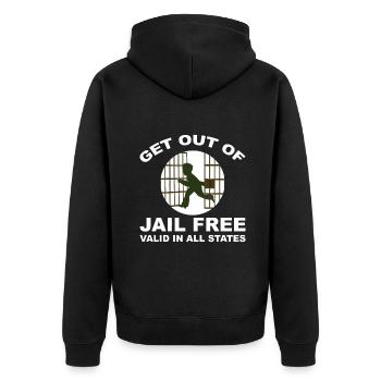 Raus aus dem Gefängnis frei - Unisex Premium Bio Zip Hoodie - Schwarz - Hinten - Nico (187cm)