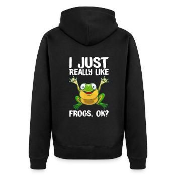 Funny Frog Gift For Kids Men Women Cool Tadpole Fr - Unisex Premium Organic Zip Hoodie - black - Back - Nico (187cm)