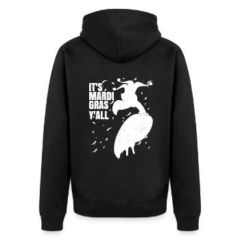 Lustiger Retro Flamingo Mardi Gras Sein Mardi Gras Yal - Unisex Premium Bio Zip Hoodie - Schwarz - Hinten - Nico (187cm)