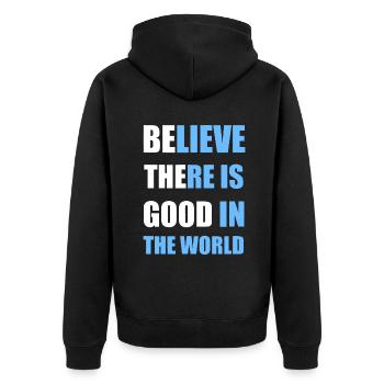 Be The Good - Believe there is Good in the Worldmo - Unisex Premium Organic Zip Hoodie - black - Back - Nico (187cm)