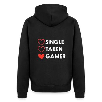 Single Taken Gamer Funny Valentines Day Gaming Men - Veste à capuche bio Premium Unisexe - noir - Dos - Nico (187cm)