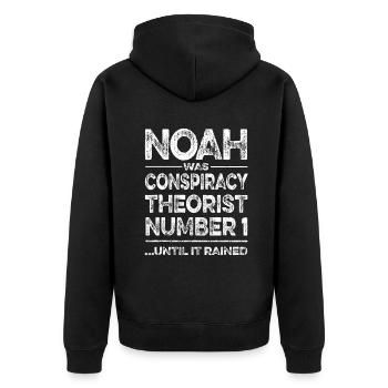 Funny Noah Conspiracy Theory & Realist Meme Libert - Unisex Premium Organic Zip Hoodie - black - Back - Nico (187cm)