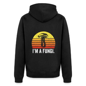I'm A Fungi idea Funny Mushrooms Fun Guy Pun Biolo - Unisex Premium Bio Zip Hoodie - Schwarz - Hinten - Nico (187cm)