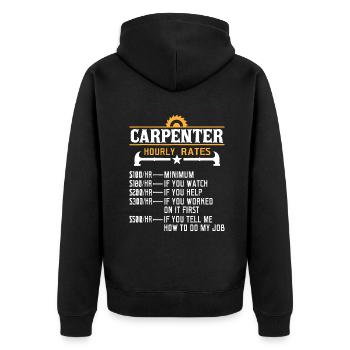 Charpentier Taux horaire - Drôle de menuiserie - Veste à capuche bio Premium Unisexe - noir - Dos - Nico (187cm)