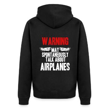Talk about Airplanes - Funny Pilot and Aviationavi - Unisex Premium Organic Zip Hoodie - black - Back - Nico (187cm)