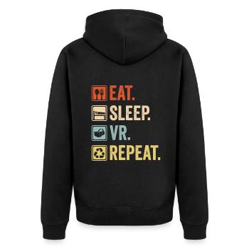 Eat Sleep VR Repeat Vintage Gamer Gaming Virtual R - Unisex Premium Organic Zip Hoodie - black - Back - Nico (187cm)