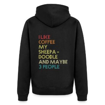 Sheepadoodle chien propriétaire café amateur citation Vintage - Veste à capuche bio Premium Unisexe - noir - Dos - Nico (187cm)